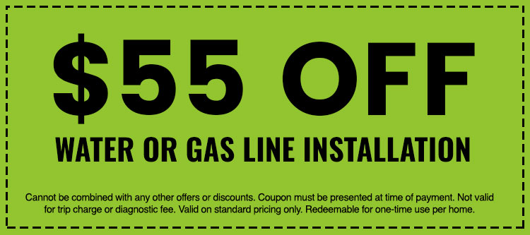 Discounts on Water or Gas Line Installation