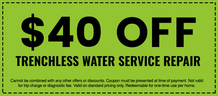 Discounts on Trenchless Water Service Repair